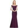 Dlouhé šaty bez ramen s krajkovými aplikacemi a vlečkou pro ples (Barva Fialová, Velikost L)