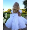 Dívčí tylové šaty s mašlí a aplikacemi pro svatby a první přijímání (Barva (varianta) 55CM Spodnička, Velikost 4)