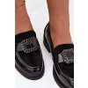 Lakované dámské mokasyny s ozdobnou sponou S.Barski HY52-546 (Velikost 38, Barva Černá)