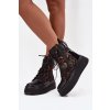 Kožené semišové boty na platformě zateplené  06565-01 (Velikost 38, Barva Černá)