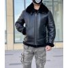 Zimní bunda z ovčí kůže s kožešinou v bomber stylu (Barva Černá, Velikost 7XL)