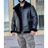 Zimní bunda z ovčí kůže s kožešinou v bomber stylu (Barva Černá, Velikost 7XL)