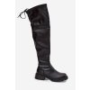 Dámské kozačky nad koleno s šněrováním  Rylissa (Velikost 39, Barva Černá)