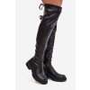 Dámské kozačky nad koleno s šněrováním  Rylissa (Velikost 39, Barva Černá)
