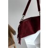 Kožená semišová kabelka s třásněmi  Jessira (Velikost ONE SIZE, Barva Červená)