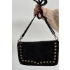 Semišová Kožená Kabelka S Kamínky  Rhenna (Velikost ONE SIZE, Barva Černá)