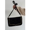 Semišová Kožená Kabelka S Kamínky  Rhenna (Velikost ONE SIZE, Barva Černá)