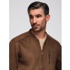 Pánská bunda z imitace semiše bomber V1 OM-JAFL-0232 (Velikost S, Barva Hnědá)