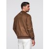 Pánská bunda z imitace semiše bomber V1 OM-JAFL-0232 (Velikost S, Barva Hnědá)