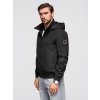 Pánská bunda s kapucí a vysokým límcem V1 OM-JANP-0222 (Velikost S, Barva Černá)