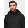 Pánská bunda s kapucí a vysokým límcem V1 OM-JANP-0222 (Velikost S, Barva Černá)