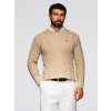 Pánský svetr s cikcak vzorem V1 OM-SWSW-0147 (Velikost S, Barva Světle hnědá)