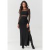 Maxi šaty s tylovým lemem M911 (Barva Černá, Velikost M)