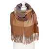 dámský šátek zdobený třásněmi (Barva světle hnědá)