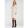 Šaty s zavinovacím výstřihem S276 (Barva Béžová, Velikost S)