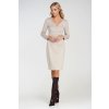 Šaty s zavinovacím výstřihem S276 (Barva Béžová, Velikost S)