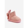 Dívčí zateplené sněhule s mašličkami  Meriva (Velikost 29, Barva Růžová)