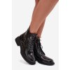 Kožené lakované boty s raženým vzorem vyhřívané  Juviane (Velikost 38, Barva Černá)
