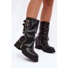 Dámské kotníkové boty s obráceným límcem zateplené s přezkami  Salarie (Velikost 38, Barva Černá)