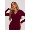 Šaty s řasením a šerpou  M891 (Velikost S, Barva Vínová)