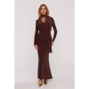 Šaty s řasením a šerpou  M891 (Velikost S, Barva Vínová)