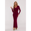 Šaty s řasením a šerpou  M891 (Velikost S, Barva Vínová)