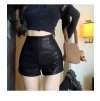 Dámské koženkové kraťasy – vysoký pas a přiléhavý střih (Barva Černá, Velikost S)
