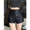 Dámské koženkové kraťasy – vysoký pas a přiléhavý střih (Barva Černá, Velikost S)
