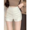 Dámské koženkové kraťasy – vysoký pas a přiléhavý střih (Barva Černá, Velikost S)