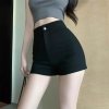 Dámské krátké šortky s vysokým pasem elastické (Barva Černá, Velikost XL)