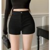 Dámské krátké šortky s vysokým pasem elastické (Barva Černá, Velikost XL)