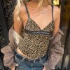 Dámský zdobený crop top se vzorem v módním stylu (Barva (varianta) Leopardí, Velikost L)