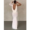 Dlouhé šaty na jedno rameno se šněrováním (Barva (varianta) Bílá, Velikost XL)