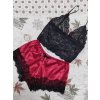 Dámské saténové pyžamo s topem a šortkami (Barva (varianta) Červená, Velikost M)
