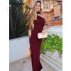 Dlouhé přiléhavé šaty se šněrováním za krk (Barva (varianta) Bordová, Velikost M)
