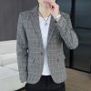Pánské elegantní sako s kostkovaným vzorem (Barva (varianta) Světle šedá, Velikost 4XL)