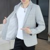 Pánské elegantní sako s kostkovaným vzorem (Barva (varianta) Světle šedá, Velikost 4XL)