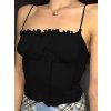 Dámské volánkové tílko s přiléhavým střihem (Barva (varianta) Černá, Velikost S)