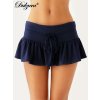Krátká sukně se šněrováním a vysokým pasem (Barva (varianta) Tmavě modrá, Velikost L)