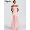 Dlouhé společenské šaty bez ramen s rozparkem (Barva (varianta) Světle růžová, Velikost L)