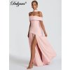 Dlouhé společenské šaty bez ramen s rozparkem (Barva (varianta) Světle růžová, Velikost L)