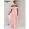 Dlouhé společenské šaty bez ramen s rozparkem (Barva (varianta) Světle růžová, Velikost L)