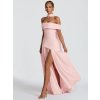 Dlouhé společenské šaty bez ramen s rozparkem (Barva (varianta) Světle růžová, Velikost L)