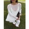 Dámský dvoudílný set top a volný elegantní přehoz (Barva (varianta) Bílá, Velikost L)