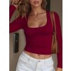 Dámské přiléhavé tričko s hranatým výstřihem (Barva (varianta) Bordová, Velikost L)