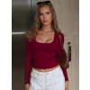 Dámské přiléhavé tričko s hranatým výstřihem (Barva (varianta) Bordová, Velikost L)