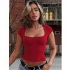 Dámské přiléhavé tričko s kulatým výstřihem a rukávem (Barva (varianta) Červená, Velikost L)