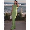 Dámské dlouhé společenské šaty bez rukávů s rozparkem (Barva (varianta) Zelená, Velikost L)