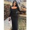 Dámské dlouhé přiléhavé šaty se šněrováním (Barva (varianta) Černá, Velikost L)