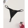 Dámská hravá tanga s potiskem a tenkým páskem (Barva (varianta) Černá, Velikost L)